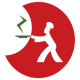 mezza luna logo white chef carrying green plate in red crescent-moon shape