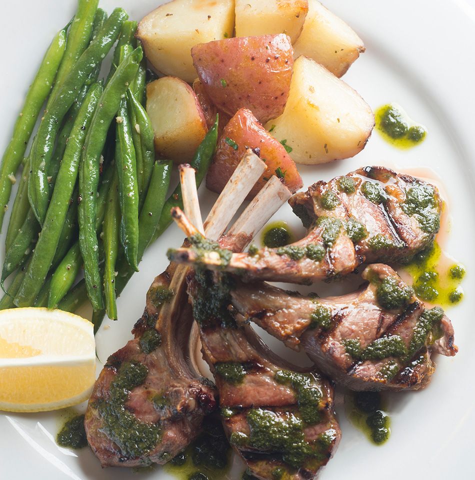 lamb chops with new potatoes and green beans